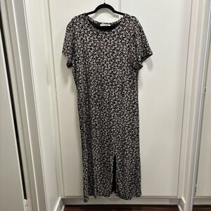 Known Supply Women’s Plus Size 3XL Black Floral Maxi 100% Organic Cotton Dress